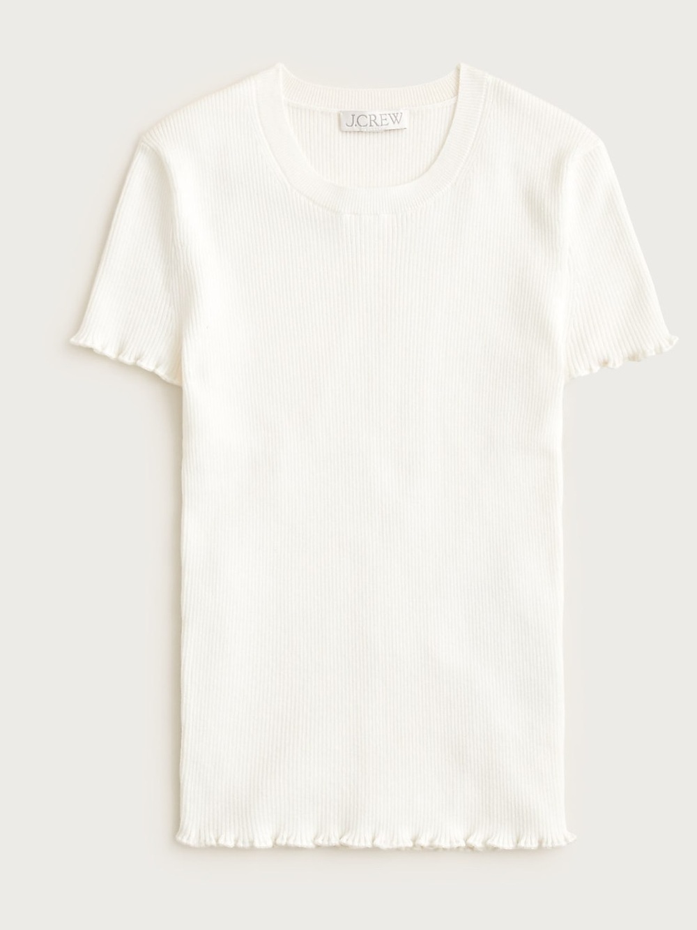J crew Ruffle-trim T-shirt in TENCEL™ lyocell blend ivory